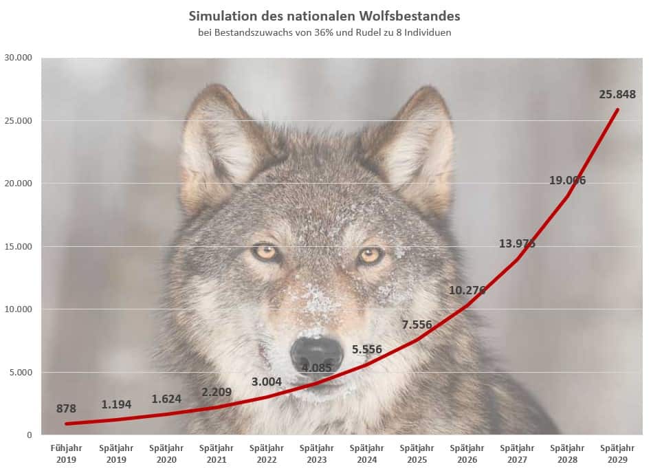 Simualtion des Wolfsbestandes von 2019 bis 2020